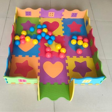 Safe Non-toxic EVA Foam Baby Play Mat with Fence Interlocking Colorful Star Heart Puzzle Playpen Crawling Floor Mat for Toddlers