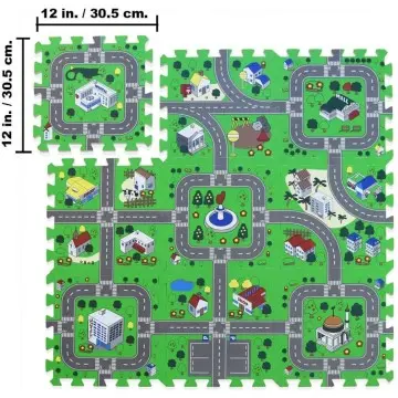 Train cartoon EVA foam mat 30x30 cm - Customizable interlocking game mat