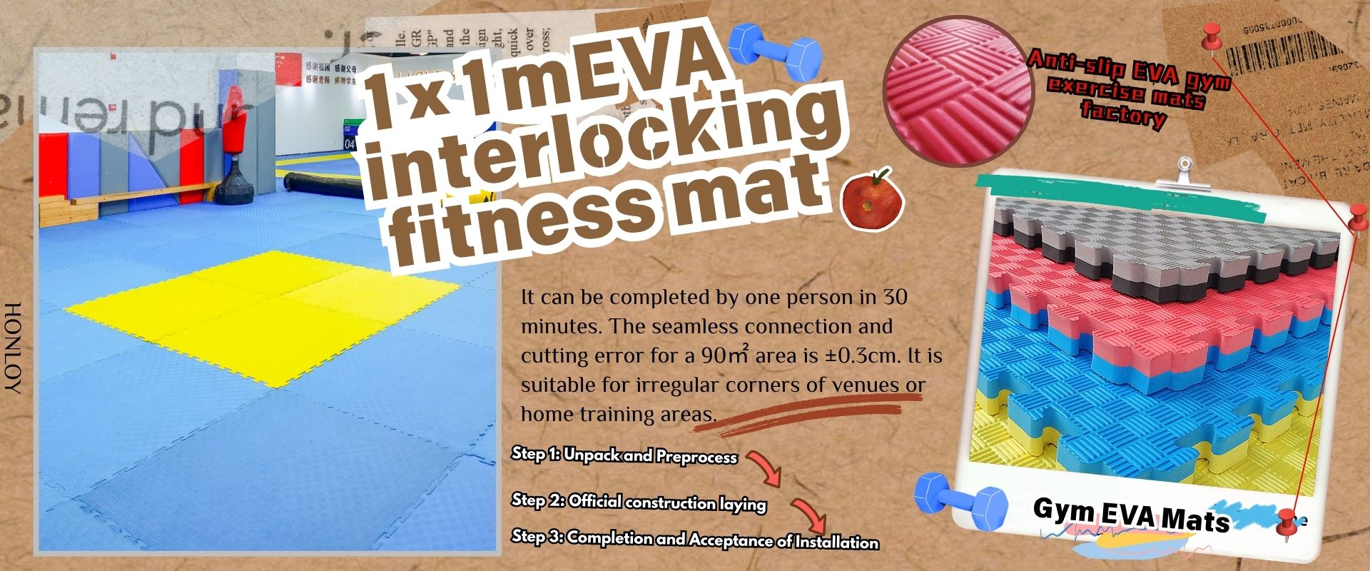 Tikar Kecergasan Bersambung EVA 1×1m: Pemasangan Ruang Kecergasan 90㎡ Penuh dalam 30 Minit